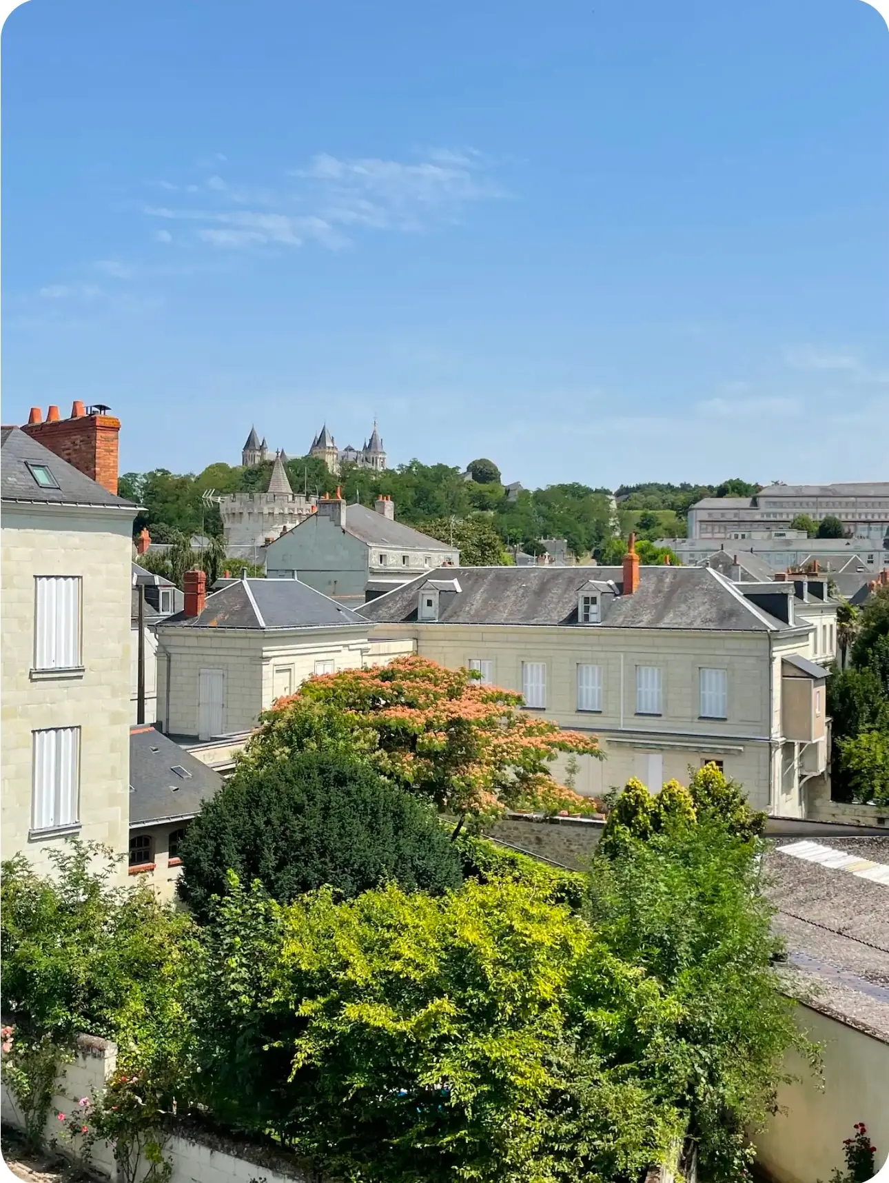 Vue sur les toits et le Château de Saumur depuis Le Belvédère